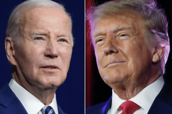 An image of Joe Biden (left) and Donald Trump (right).
